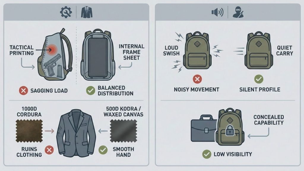 gray man backpack setup